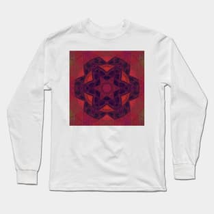 Mosaic Kaleidoscope Flower Purple and Red Long Sleeve T-Shirt